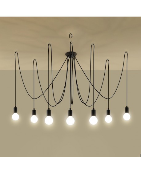 Żyrandol EDISON 7 czarny Sollux SL.0372