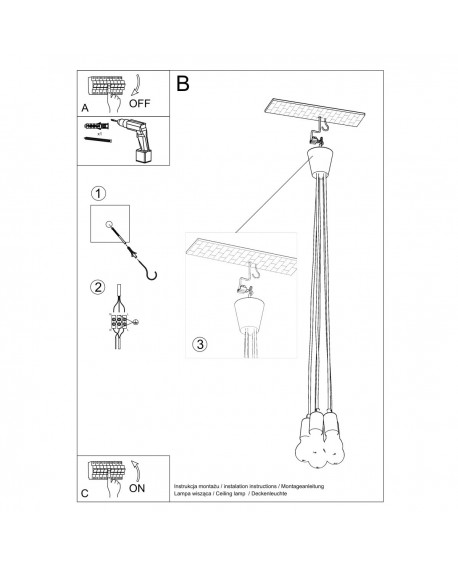 Lampa wisząca DIEGO 5 biała Sollux SL.0571