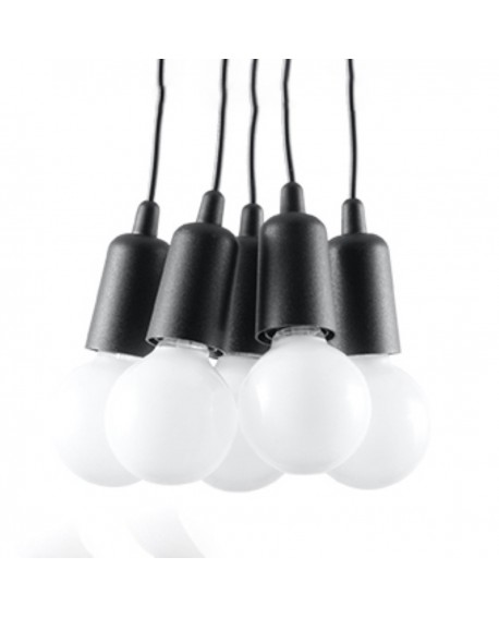 Lampa wisząca DIEGO 5 czarna Sollux SL.0574