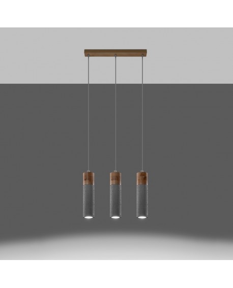 Lampa wisząca ZANE 3 szara Sollux SL.0967