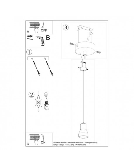 Lampa wisząca QUBIC szara Sollux SL.0964