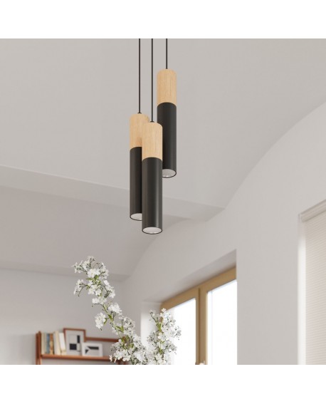 Lampa wisząca PABLO 3P czarna Sollux SL.1014