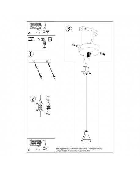 Lampa wisząca TAZILA 1 czarna ES111 Sollux SL.0989