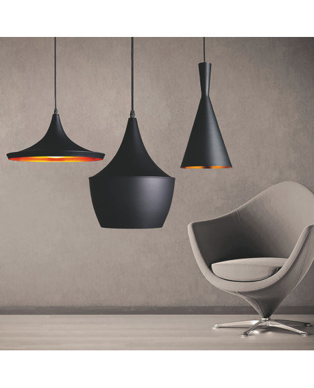 LAMPA WISZĄCA LOFT CZARNA POTRÓJNA FOGGI TRIO LUMINA DECO