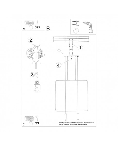 Lampa wisząca RANA 2 czarna Sollux TH.019CZ
