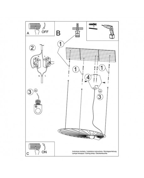 Lampa wisząca LEHDET czarna Sollux TH.001CZ