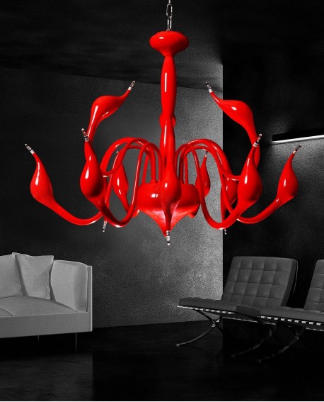 ORYGINALNA NOWOCZESNA LAMPA WISZĄCA CZERWONA MAGICA W12