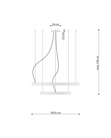 Żyrandol RIO 2 55/78 czarny LED 3000K Sollux TH.137