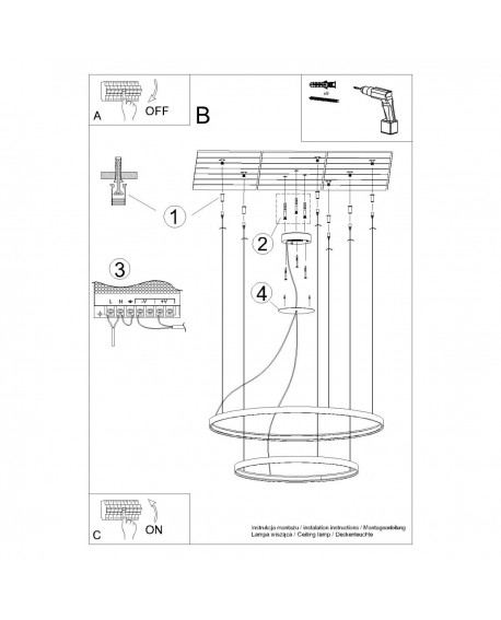 Żyrandol RIO 2 55/78 czarny LED 3000K Sollux TH.137
