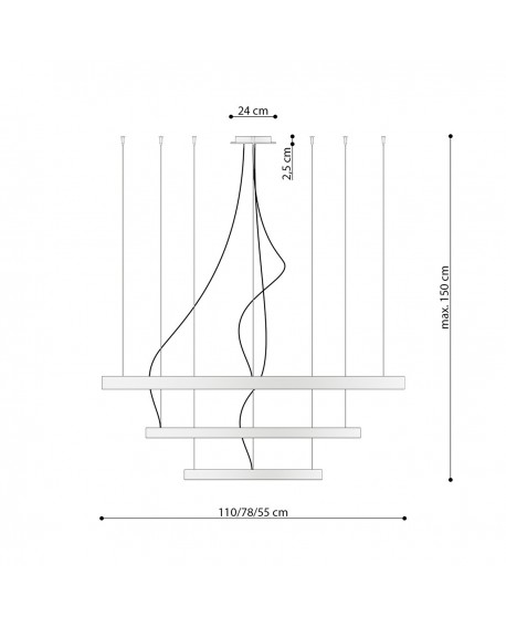 Żyrandol RIO 3 55/78/110 czarny LED 3000K Sollux TH.138