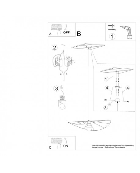 Lampa wisząca ESKOLA 70 czarna Sollux TH.010CZ