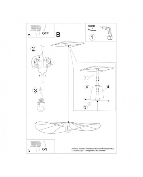 Lampa wisząca ESKOLA 110 czarna Sollux TH.011CZ