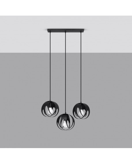Lampa wisząca TULOS 3L czarna Sollux SL.1089