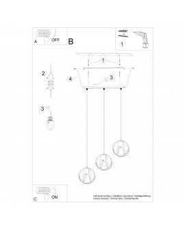 Lampa wisząca TULOS 3L czarna Sollux SL.1089