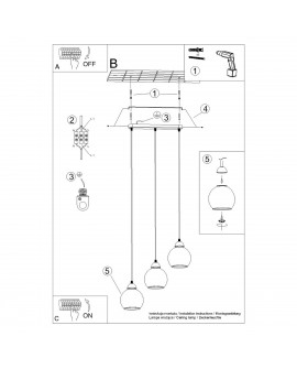 Lampa wisząca ALINO 3 czarna Sollux SL.1142