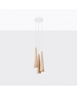 Lampa wisząca SULA 3P naturalne drewno Sollux SL.1101
