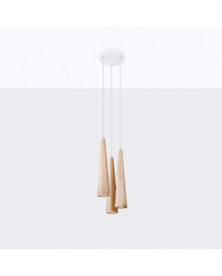 Lampa wisząca SULA 3P naturalne drewno Sollux SL.1101