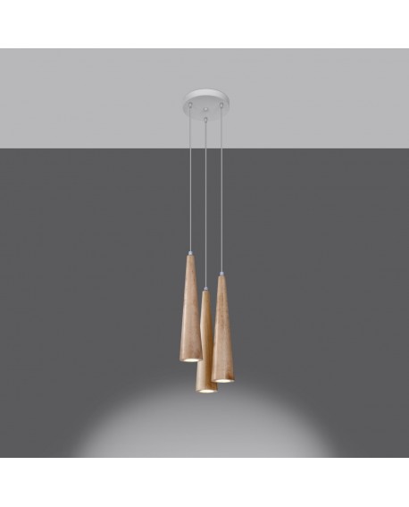 Lampa wisząca SULA 3P naturalne drewno Sollux SL.1101
