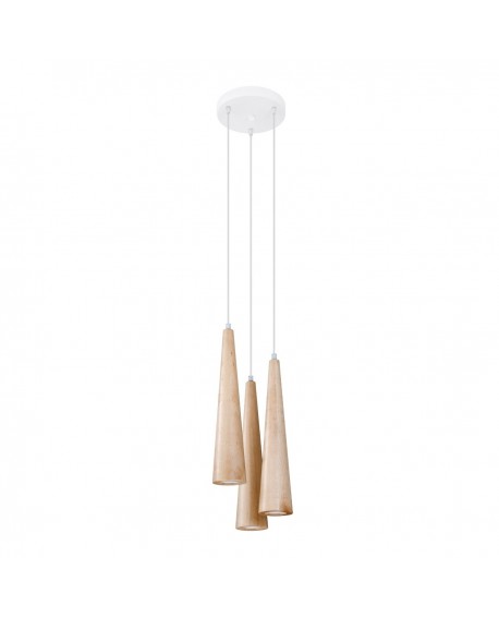 Lampa wisząca SULA 3P naturalne drewno Sollux SL.1101