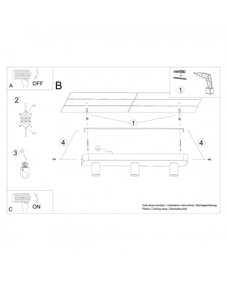 Plafon TAVO 3 Sollux SL.1158