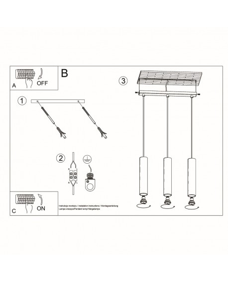 Lampa wisząca LINO 3L Sollux SL.0638