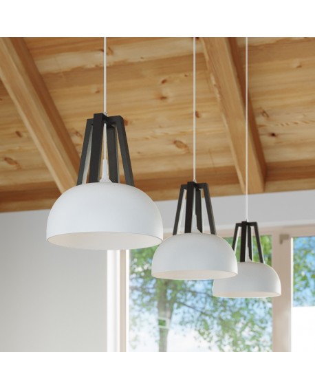 Lampa wisząca CASCO biała/czarna Sollux SL.0387