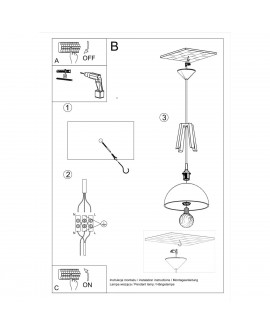 Lampa wisząca CASCO biała/czarna Sollux SL.0387