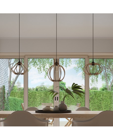 Lampa wisząca POMPELMO naturalne drewno Sollux SL.0393