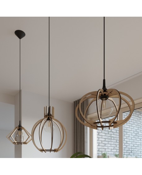 Lampa wisząca POMPELMO naturalne drewno Sollux SL.0393