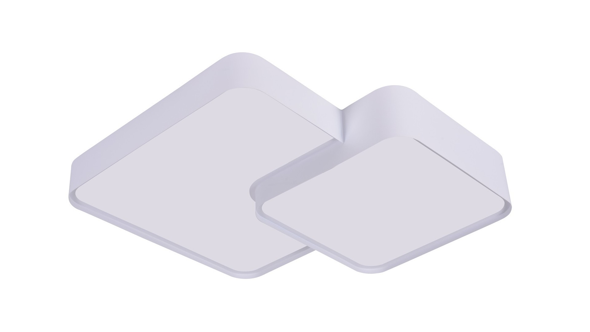 biała lampa sufitowa plafon z podwójnym panelem kwadratowym 48 cm producent Cubo minimalistyczna forma model Duo D48