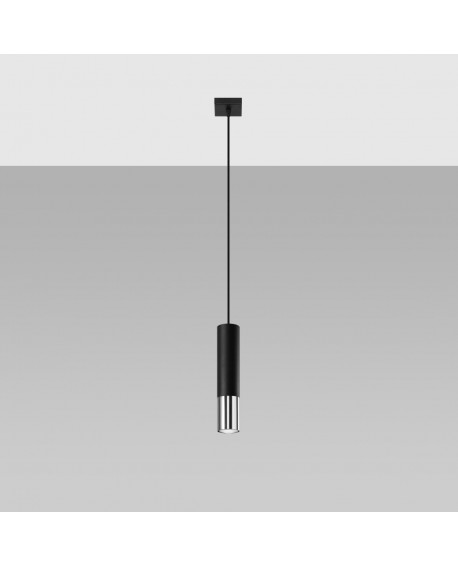 Lampa wisząca LOOPEZ 1 czarny/chrom Sollux SL.0940
