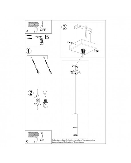 Lampa wisząca LOOPEZ 1 czarny/chrom Sollux SL.0940