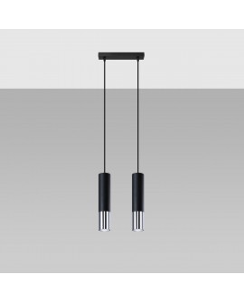 Lampa wisząca LOOPEZ 2 czarny/chrom Sollux SL.0941