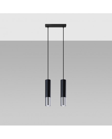 Lampa wisząca LOOPEZ 2 czarny/chrom Sollux SL.0941