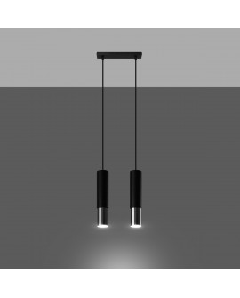 Lampa wisząca LOOPEZ 2 czarny/chrom Sollux SL.0941