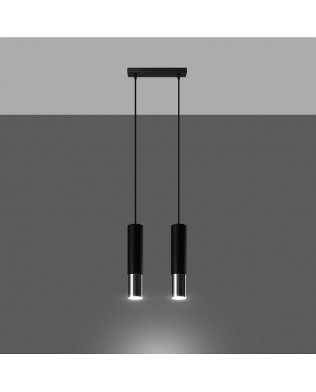 Lampa wisząca LOOPEZ 2 czarny/chrom Sollux SL.0941
