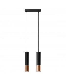Lampa wisząca LOOPEZ 2 czarny/miedź Sollux SL.0947