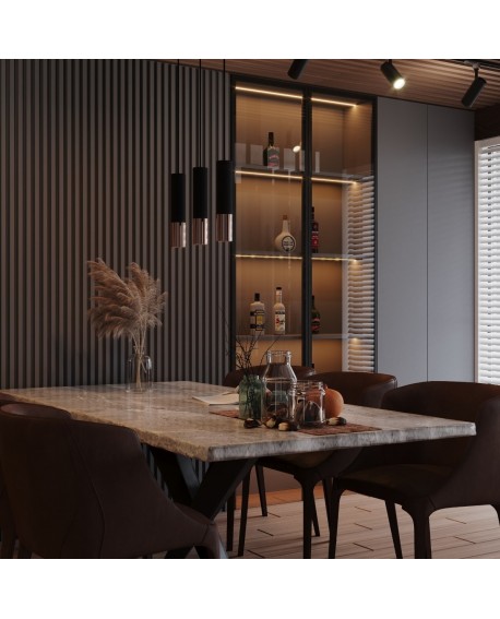 Lampa wisząca LOOPEZ 2 czarny/miedź Sollux SL.0947