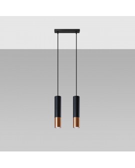Lampa wisząca LOOPEZ 2 czarny/miedź Sollux SL.0947