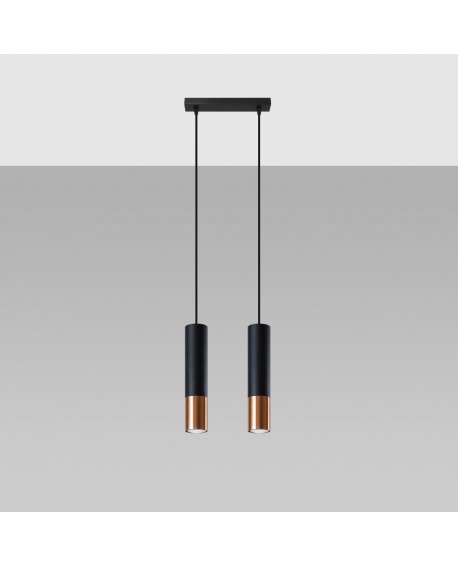 Lampa wisząca LOOPEZ 2 czarny/miedź Sollux SL.0947