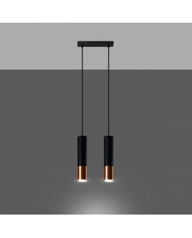 Lampa wisząca LOOPEZ 2 czarny/miedź Sollux SL.0947