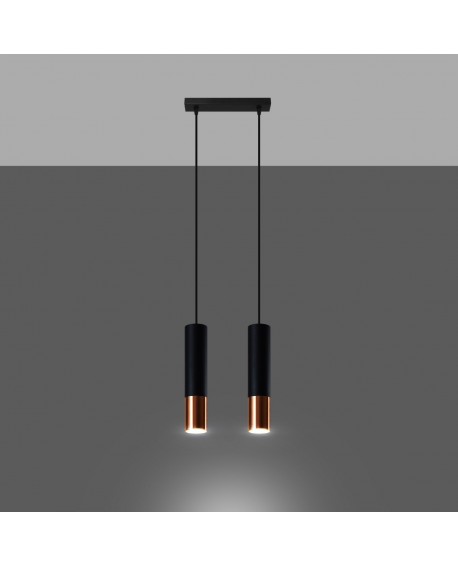 Lampa wisząca LOOPEZ 2 czarny/miedź Sollux SL.0947