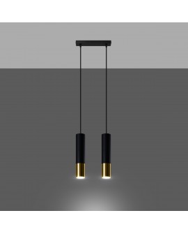 Lampa wisząca LOOPEZ 2 czarny/złoty Sollux SL.0953