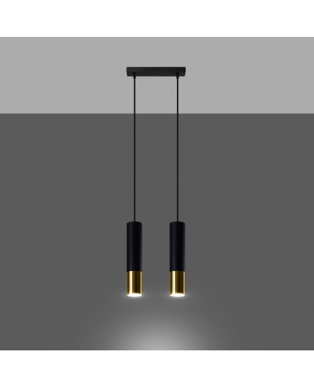 Lampa wisząca LOOPEZ 2 czarny/złoty Sollux SL.0953