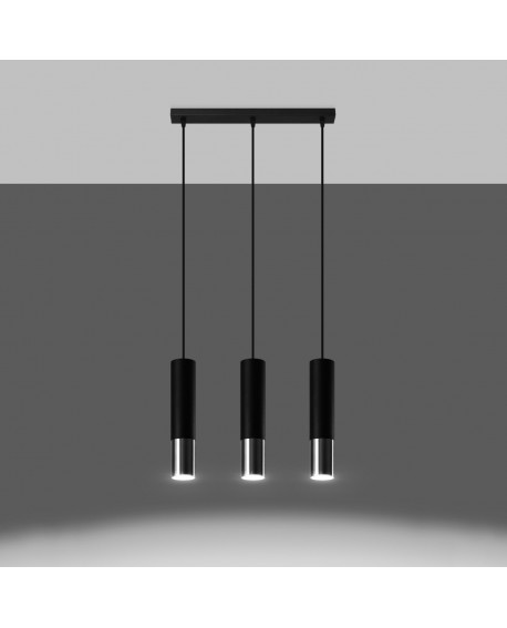 Lampa wisząca LOOPEZ 3L czarny/chrom Sollux SL.0942