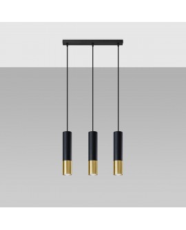 Lampa wisząca LOOPEZ 3L czarny/złoty Sollux SL.0954