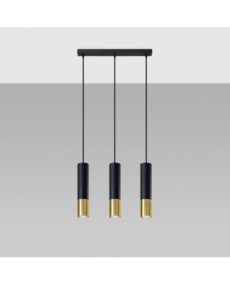 Lampa wisząca LOOPEZ 3L czarny/złoty Sollux SL.0954