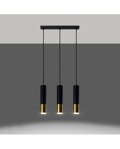Lampa wisząca LOOPEZ 3L czarny/złoty Sollux SL.0954