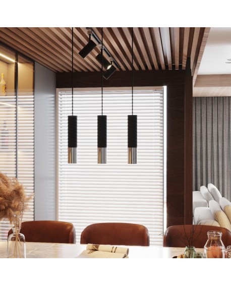 Lampa wisząca LOOPEZ 3P czarny/chrom Sollux SL.0943
