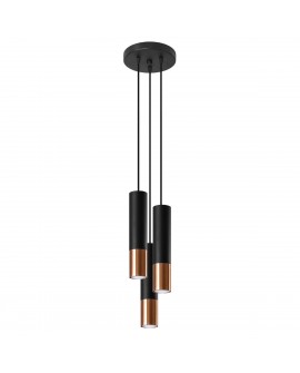Lampa wisząca LOOPEZ 3P czarny/miedź Sollux SL.0949